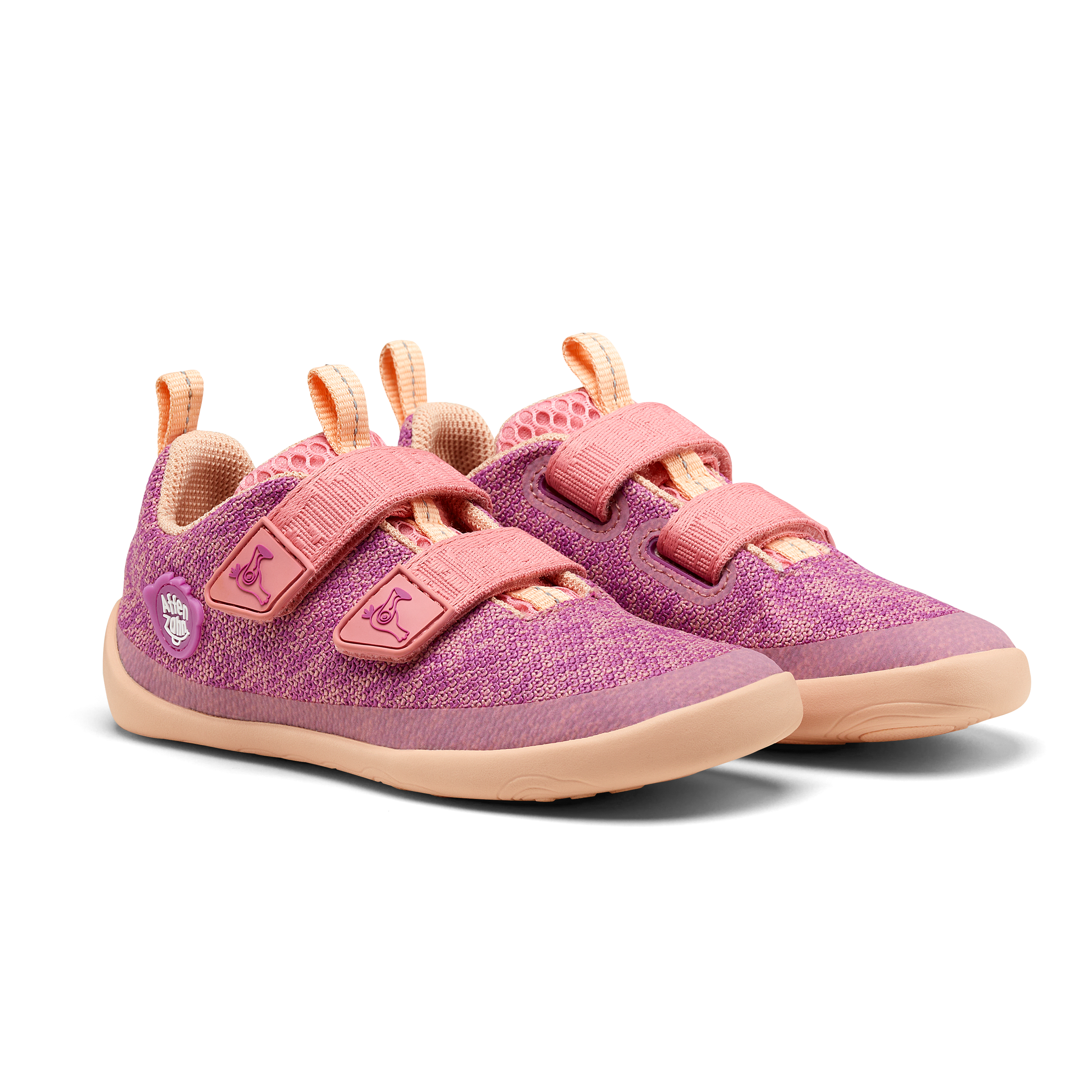 Affenzahn Knit Happy barfods sneakers til børn i farven flamingo, par