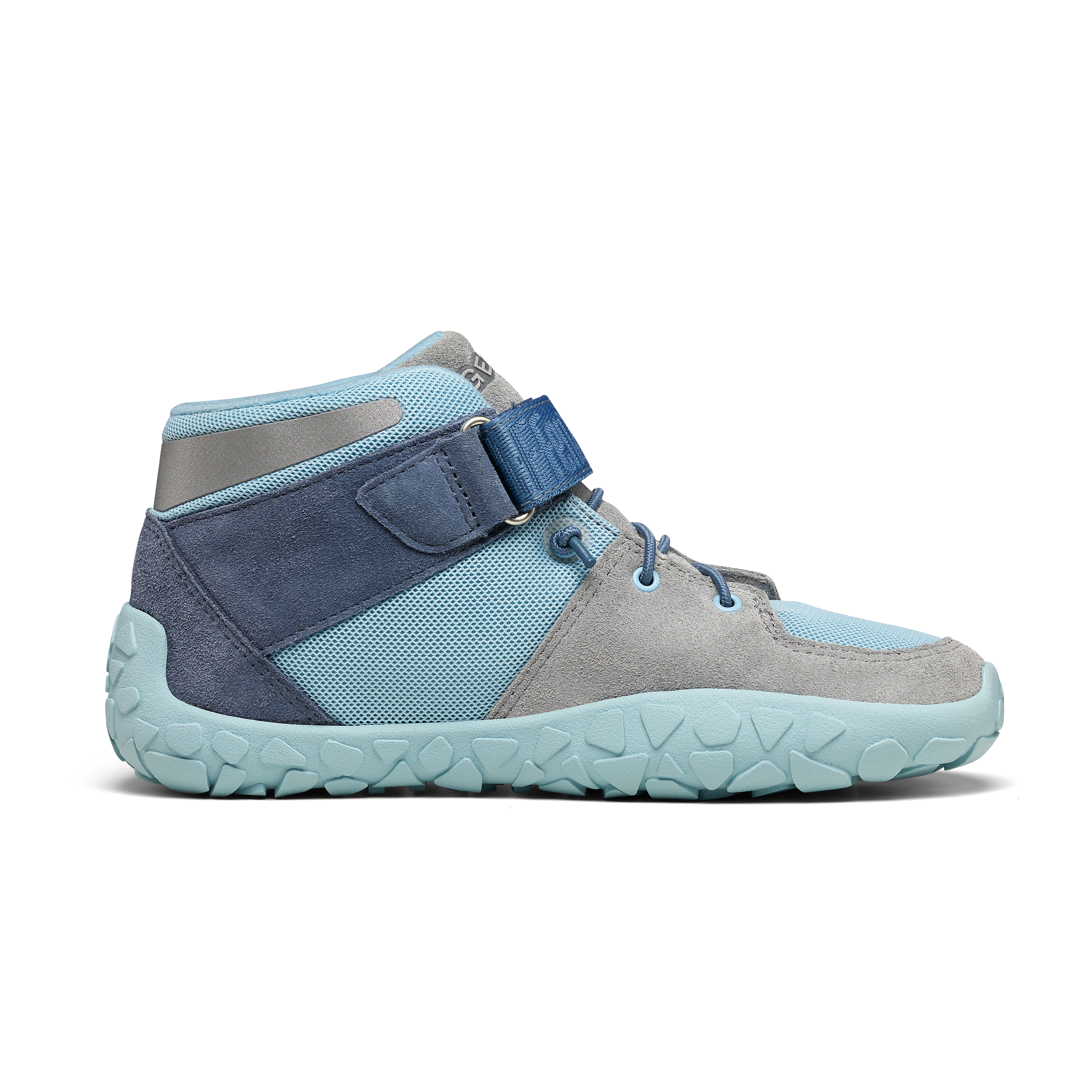 Affenzahn Mid Boot Leather Dreamer barfods vinter sneakers til børn i farven sky blue, inderside