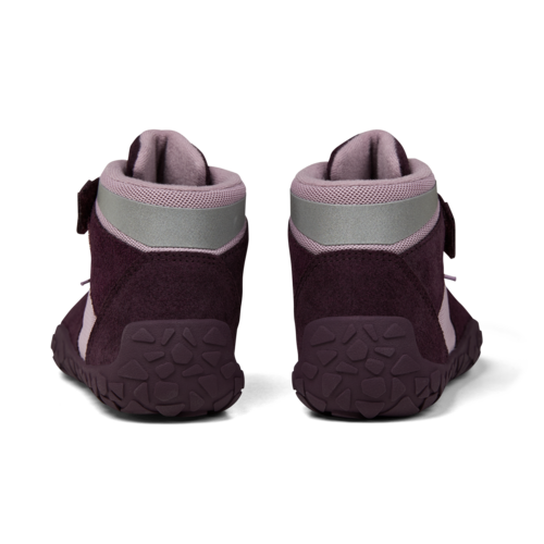 Affenzahn Winter Sneaker Leather Dreamer barfods vinter high sneakers til børn i farven grape, bagfra