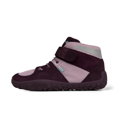 Affenzahn Winter Sneaker Leather Dreamer barfods vinter high sneakers til børn i farven grape, yderside