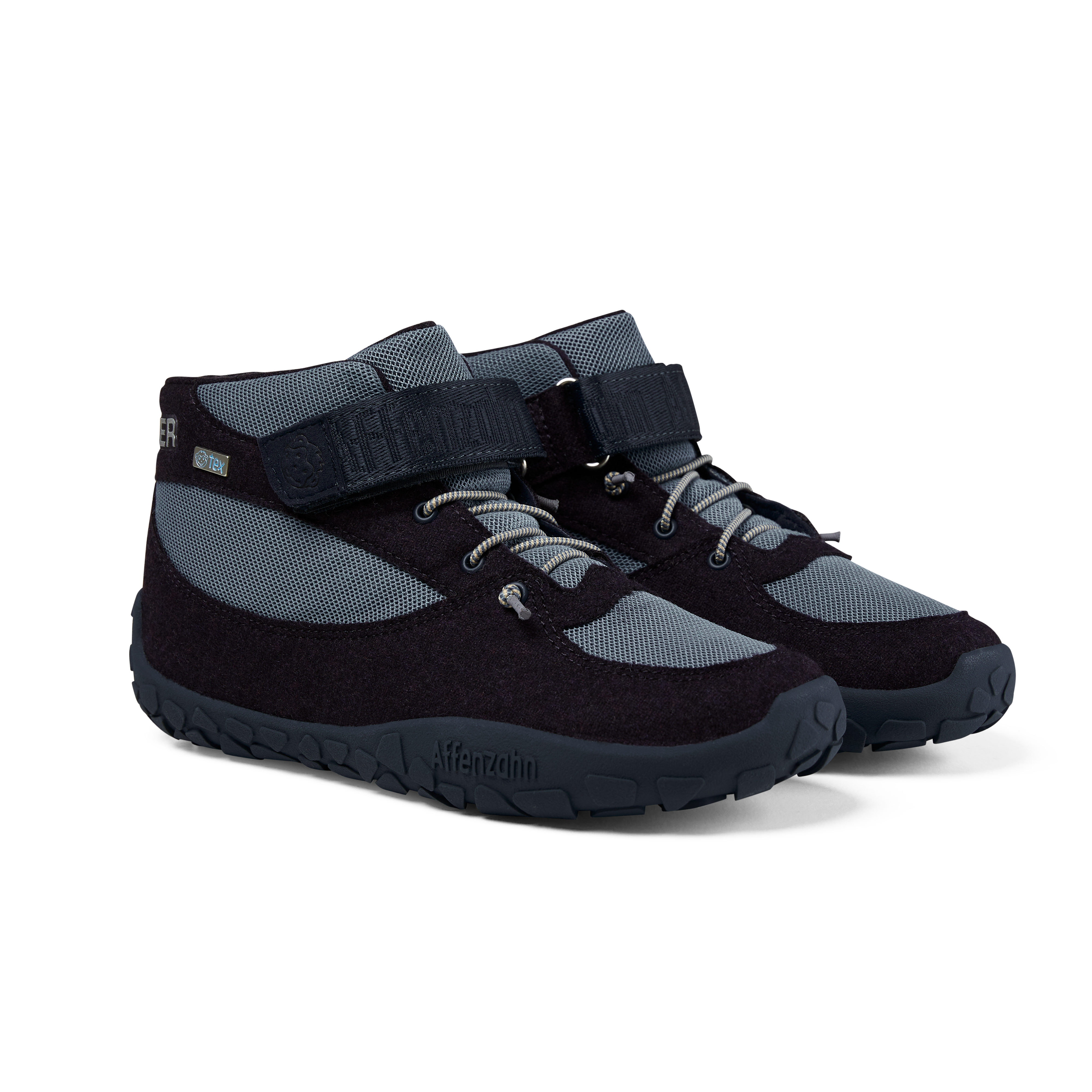 Affenzahn Winter Sneaker Wool Dreamer barfods uld overgangssko til børn i farven creek, par