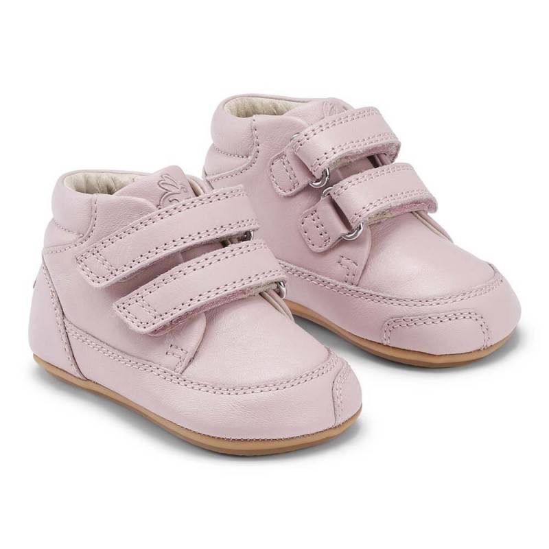 Bundgaard Prewalker II Velcro barfods prewalkers til tumlinge i farven old rose, par