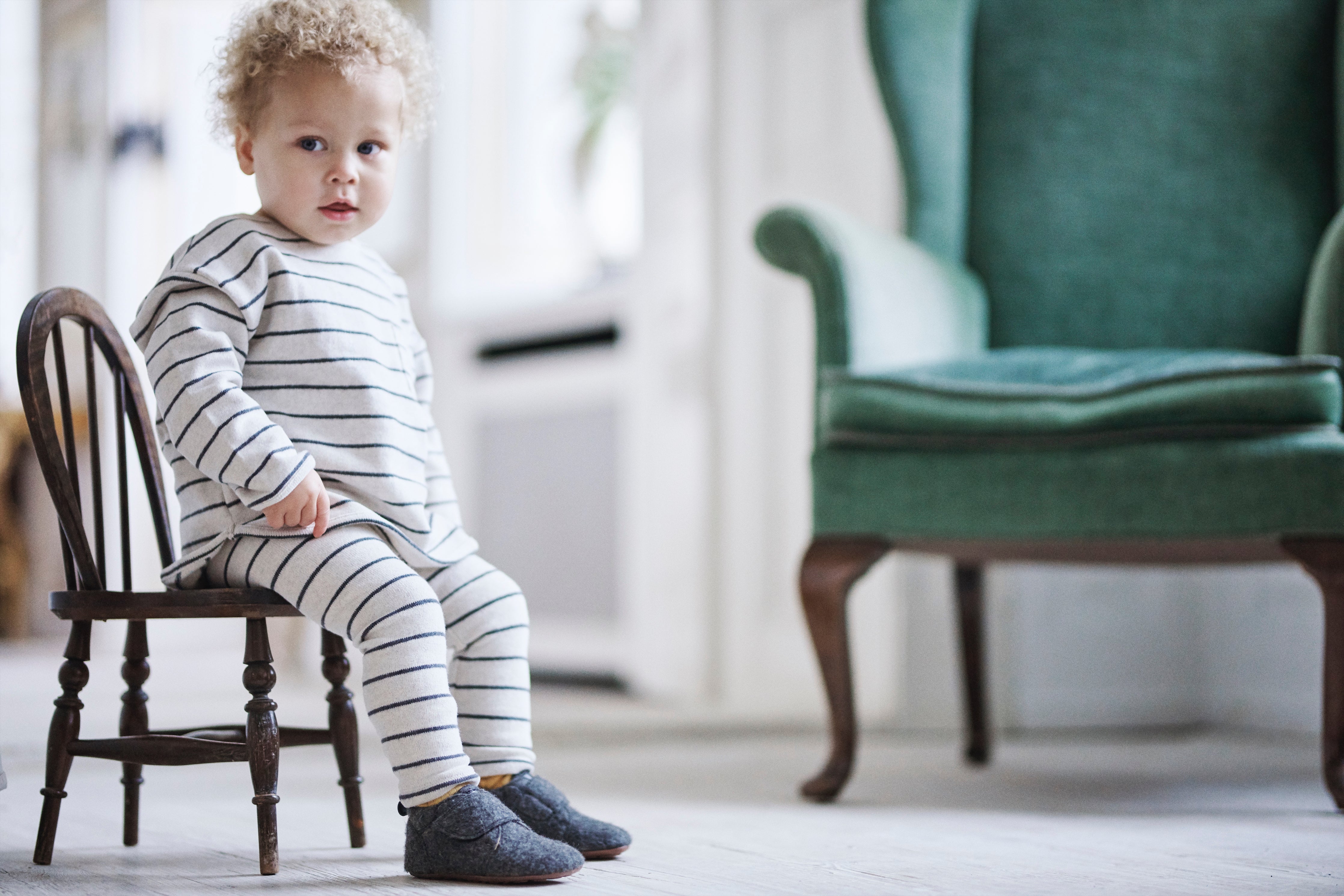 Bundgaard Tannu Wool barfods hjemmesko til børn i farven all, lifestyle