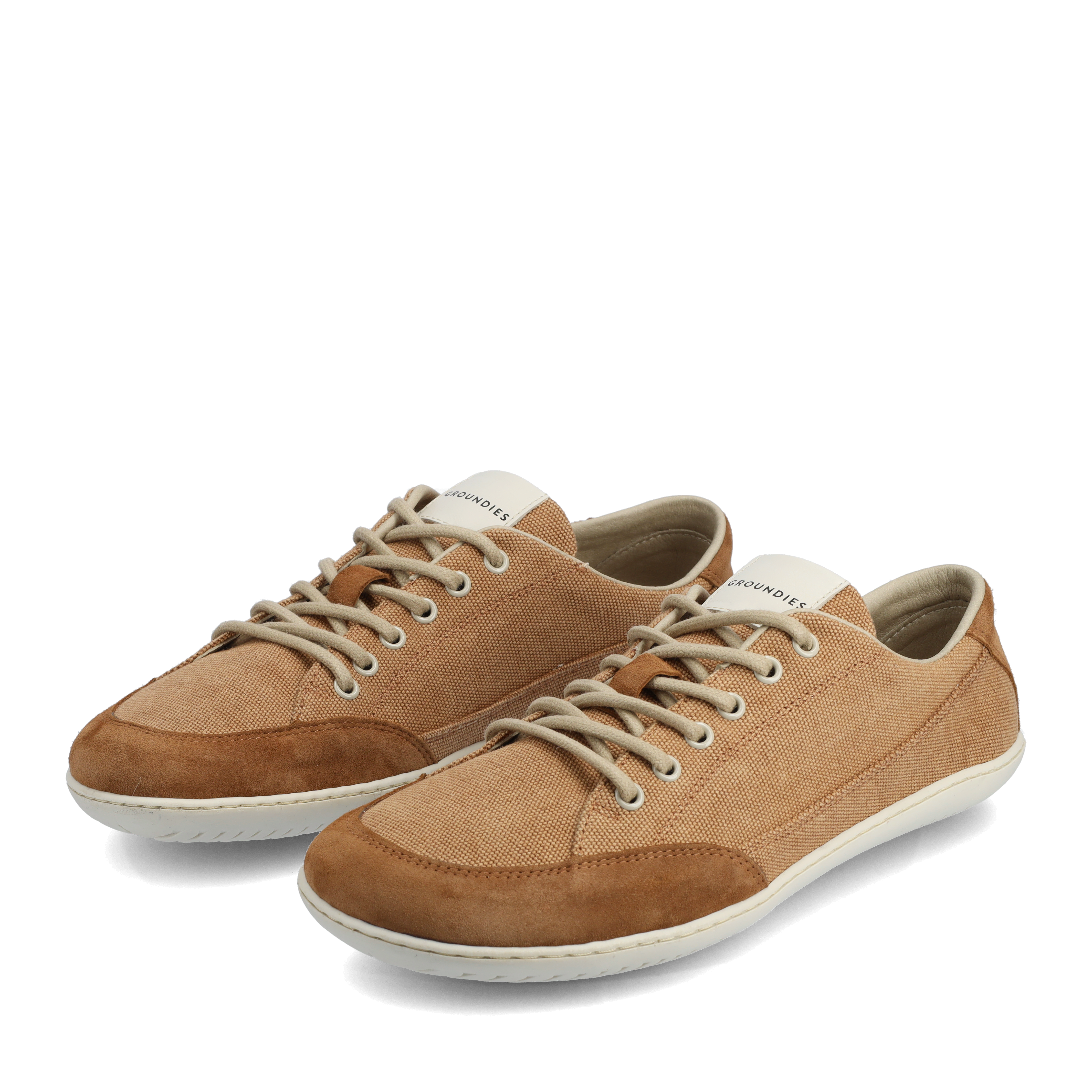 Groundies Amsterdam Women barfods sneaker til kvinder i farven camel, par