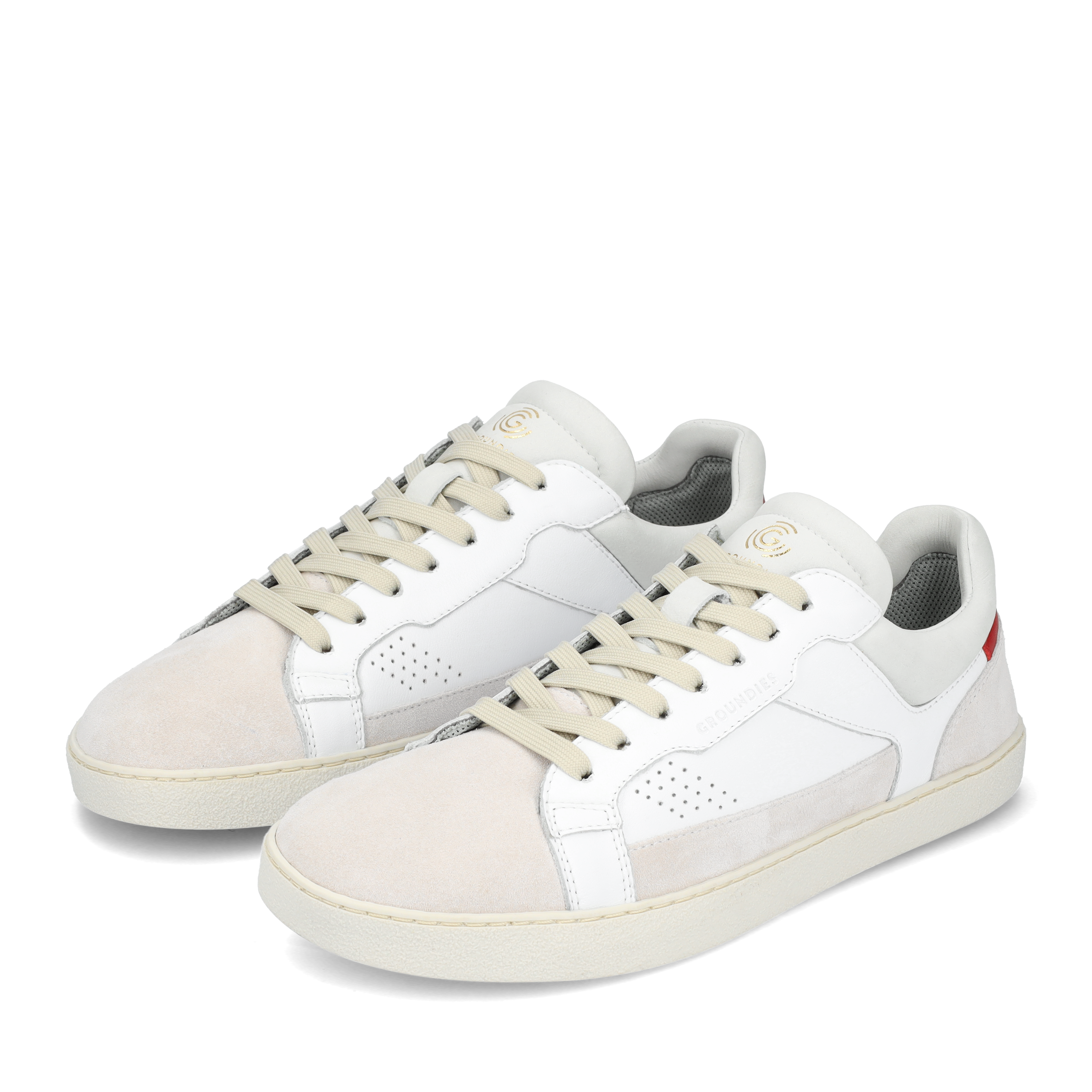 Groundies Court Women barfods sneakers til kvinder i farven white / red, par