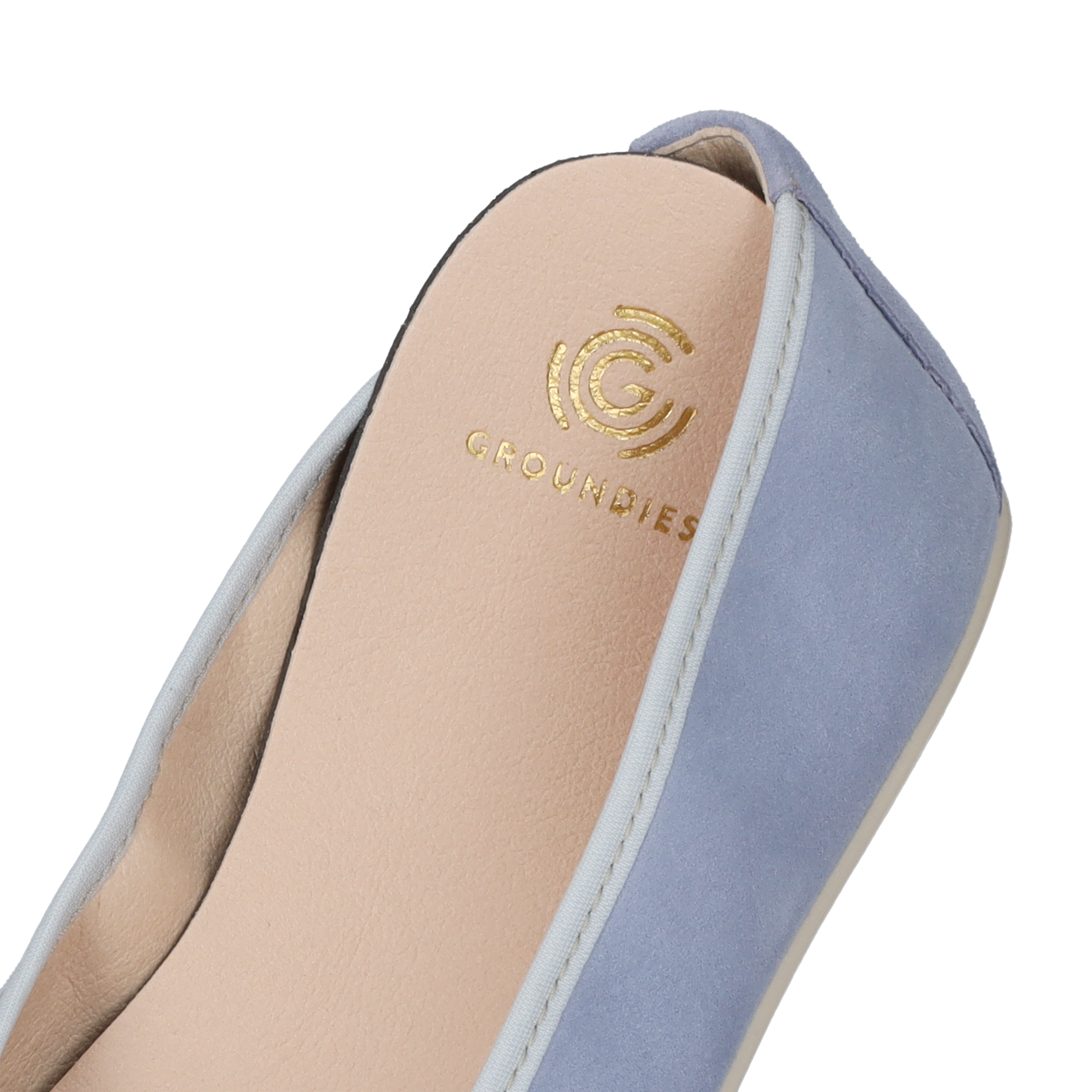 Groundies Lily Soft barfods ballerinaer til kvinder i farven light blue, detalje