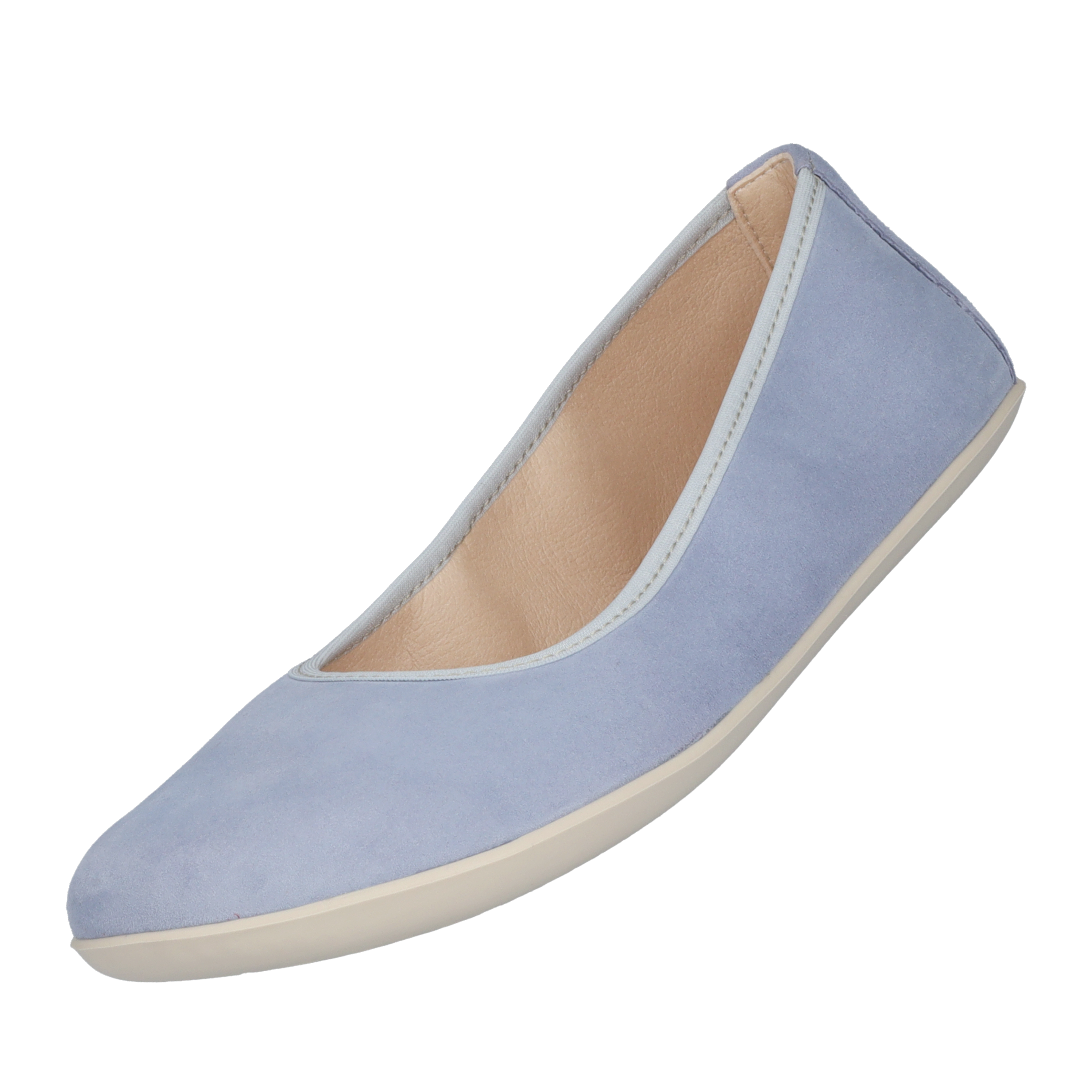 Groundies Lily Soft barfods ballerinaer til kvinder i farven light blue, vinklet