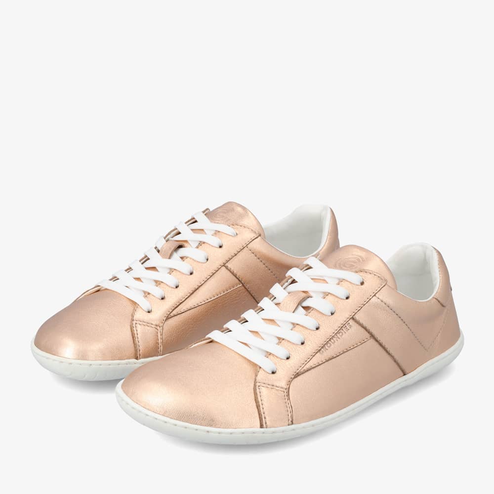 Groundies Melbourne Leather Women barfods sneakers til kvinder i farven metallic rose, par