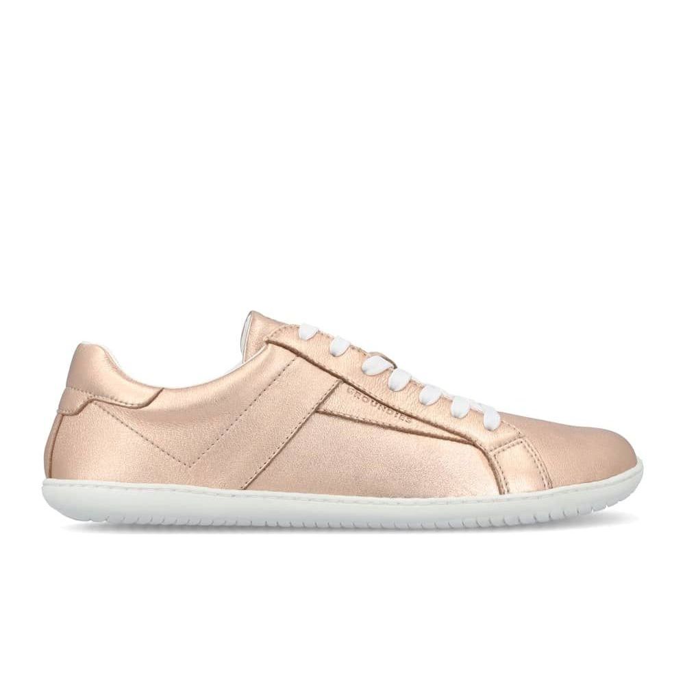 Groundies Melbourne Leather Women barfods sneakers til kvinder i farven metallic rose, yderside