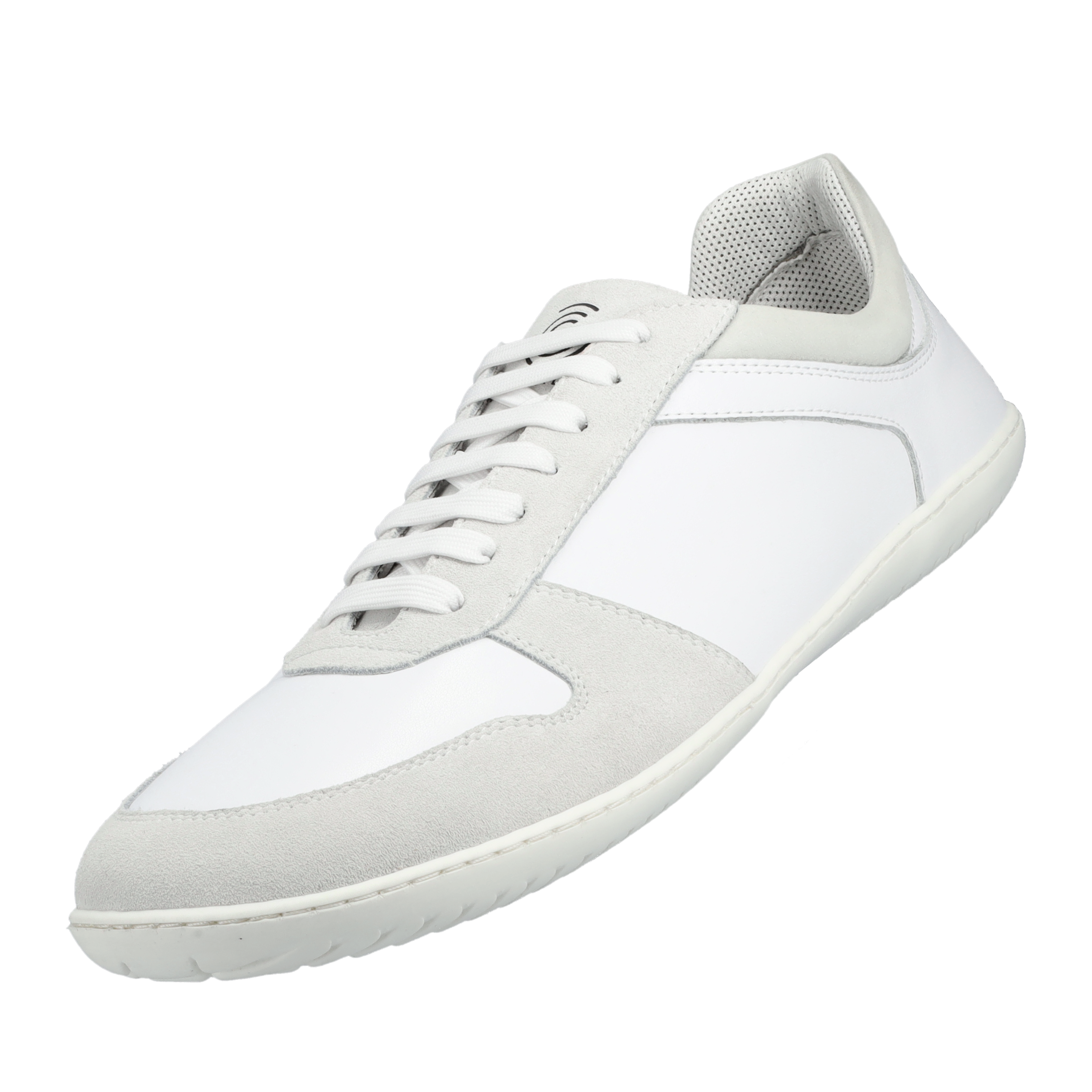 Groundies Orlando Men barfods sneakers til mænd i farven white, vinklet