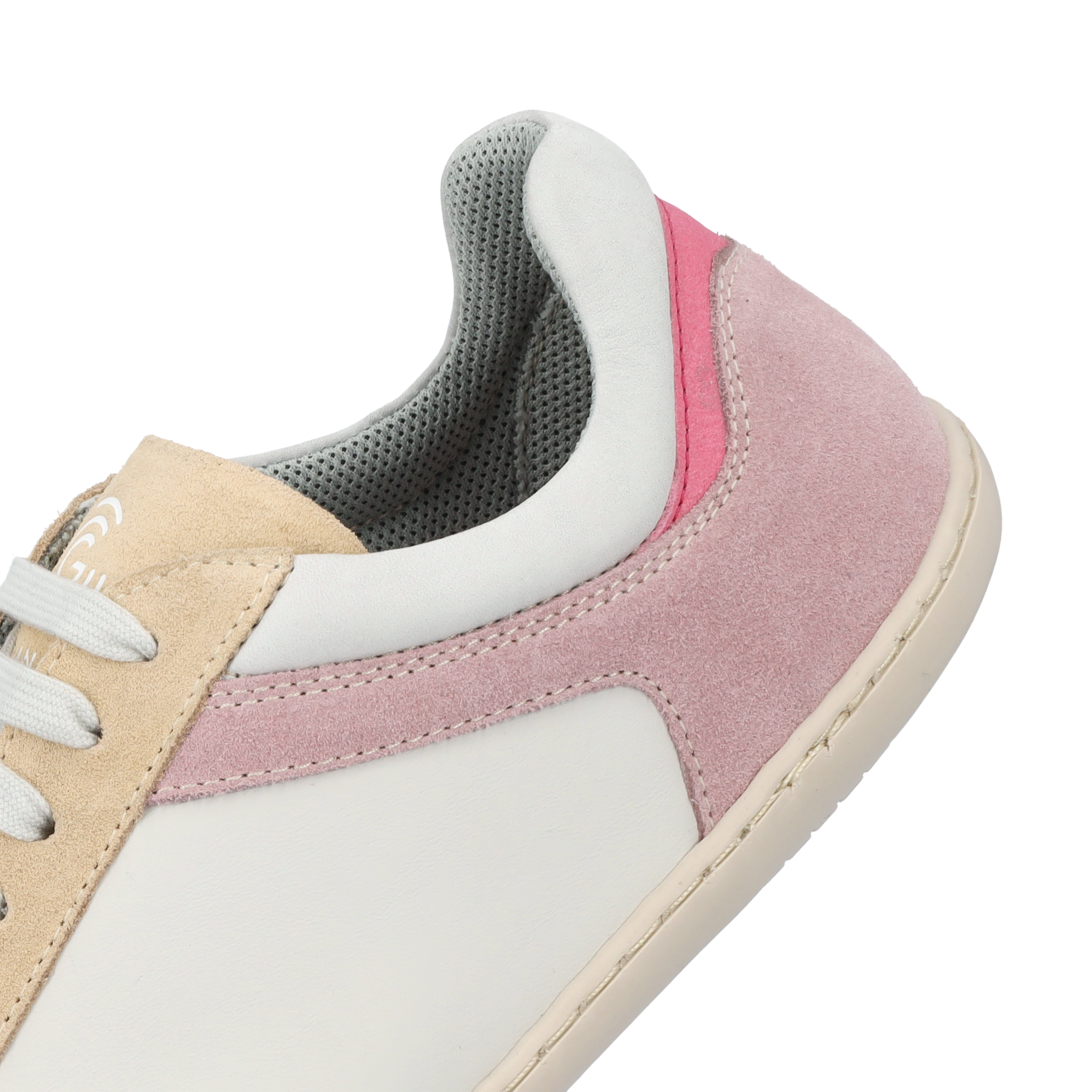 Groundies Orlando Women barfods sneakers til kvinder i farven off-white / beige / pink, detalje