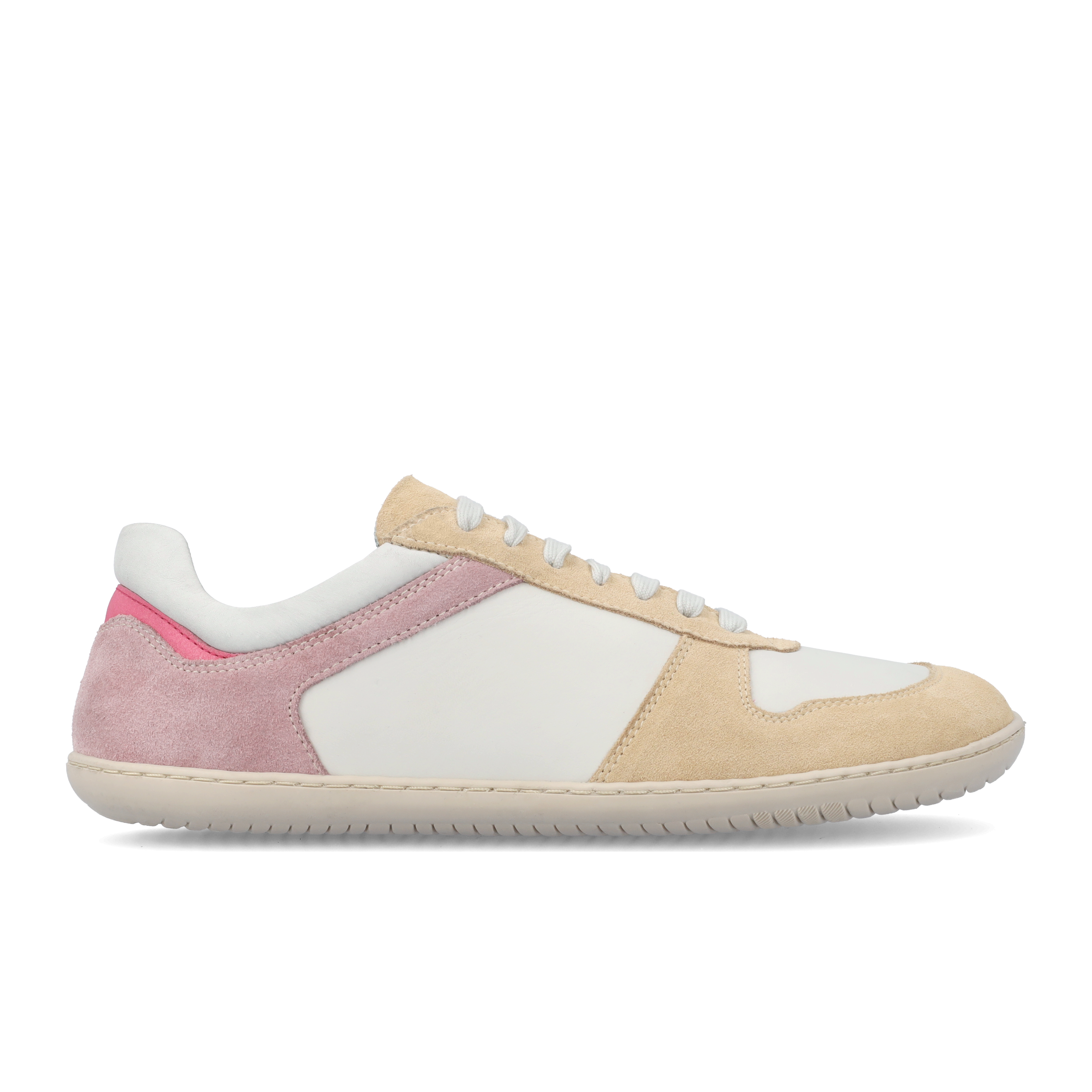 Groundies Orlando Women barfods sneakers til kvinder i farven off-white / beige / pink, yderside