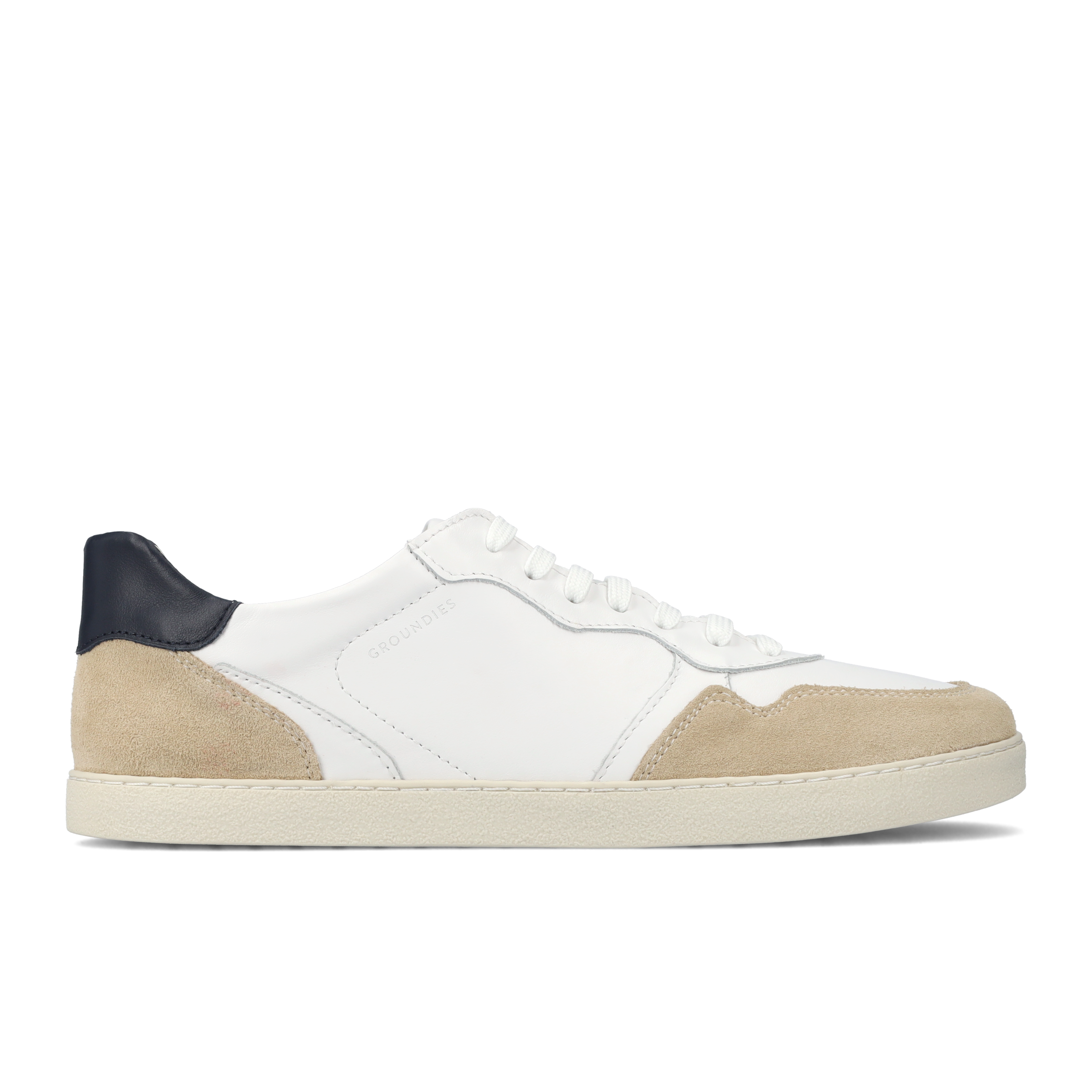 Groundies Tallinn Men barfods sneaker til mænd i farven white / navy, yderside