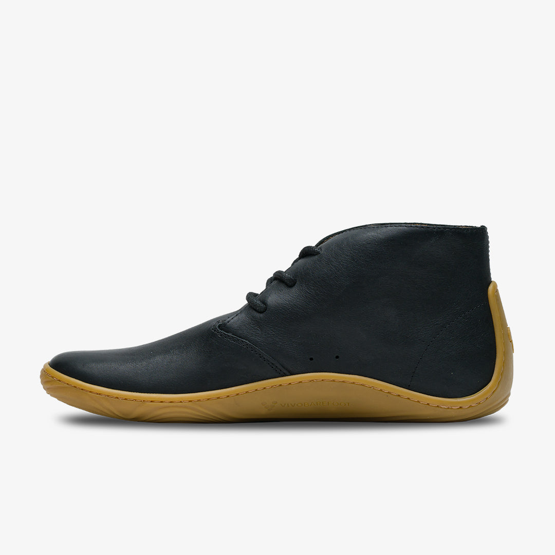 Vivobarefoot Addis Desert Mens barfods desert støvler til mænd i farven black, inderside