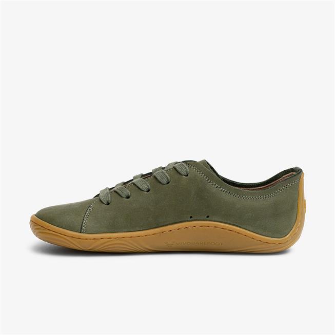 Vivobarefoot Addis Mens barfods lædersko til mænd i farven botanical green, inderside