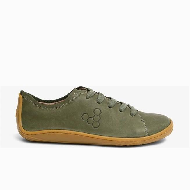 Vivobarefoot Addis Mens barfods lædersko til mænd i farven botanical green, yderside