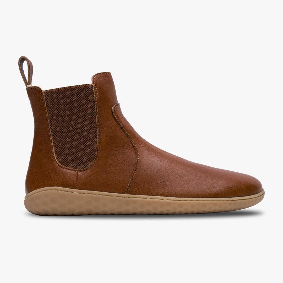 Vivobarefoot Geo Chelsea Womens barfods chelsea boots til kvinder i farven tan, yderside