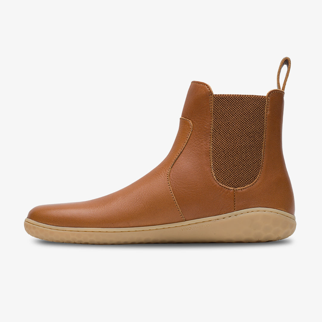 Vivobarefoot Geo Chelsea Womens barfods chelsea boots til kvinder i farven tan, inderside