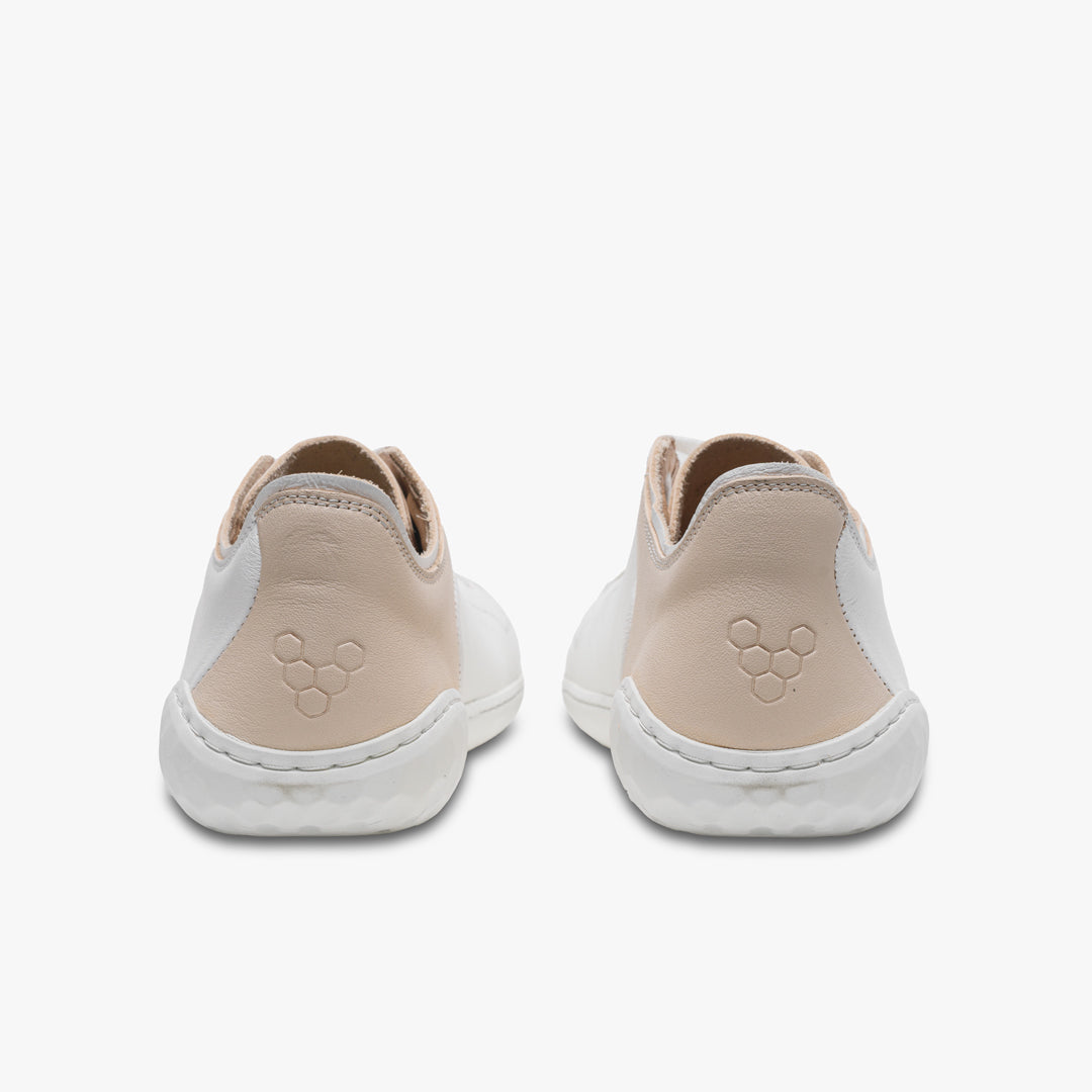 Vivobarefoot Geo Court III Womens barfods sneakers til kvinder i farven off white / pink, bagfra