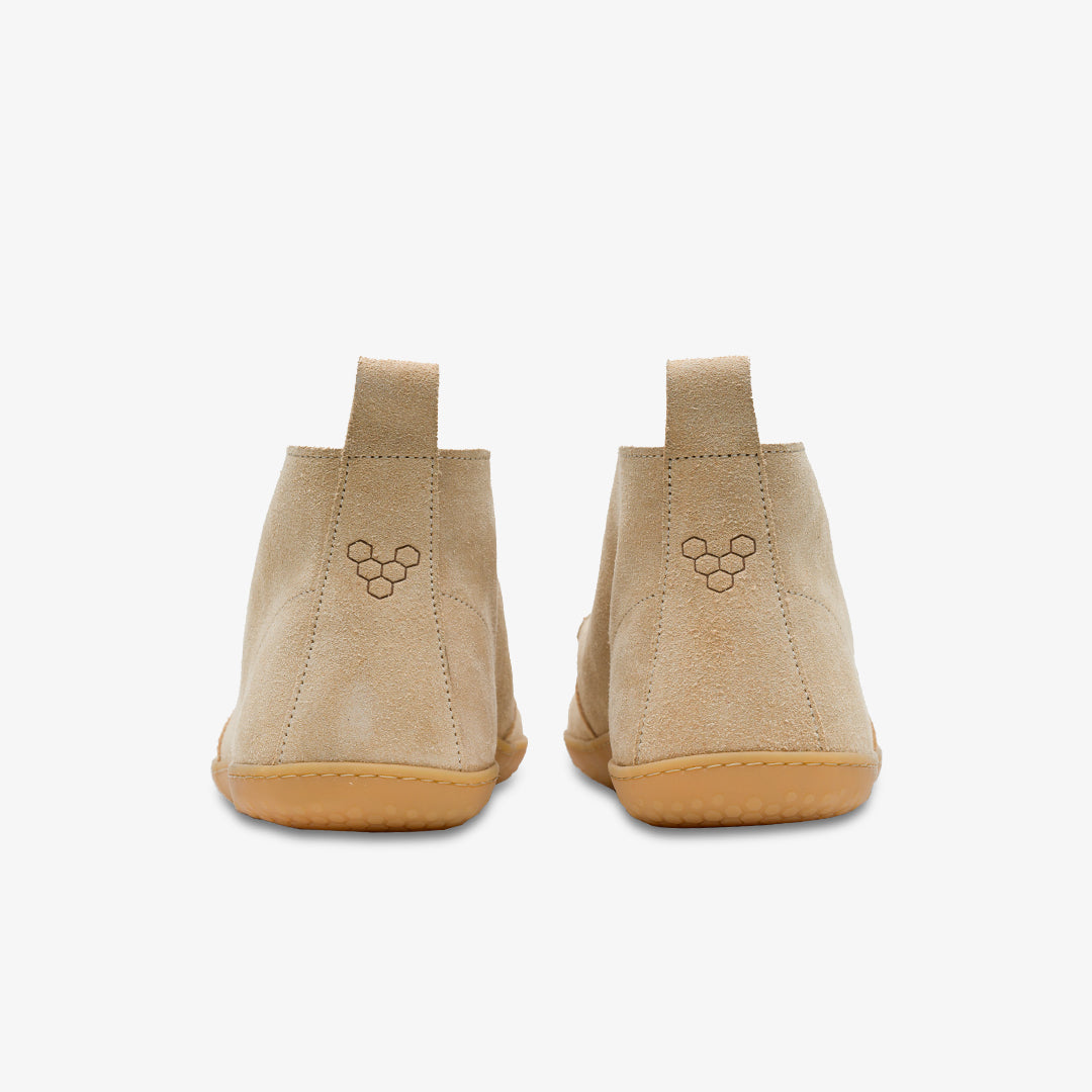 Vivobarefoot Gobi III Mens barfods oxford business sko til mænd i farven honey suede, bagfra