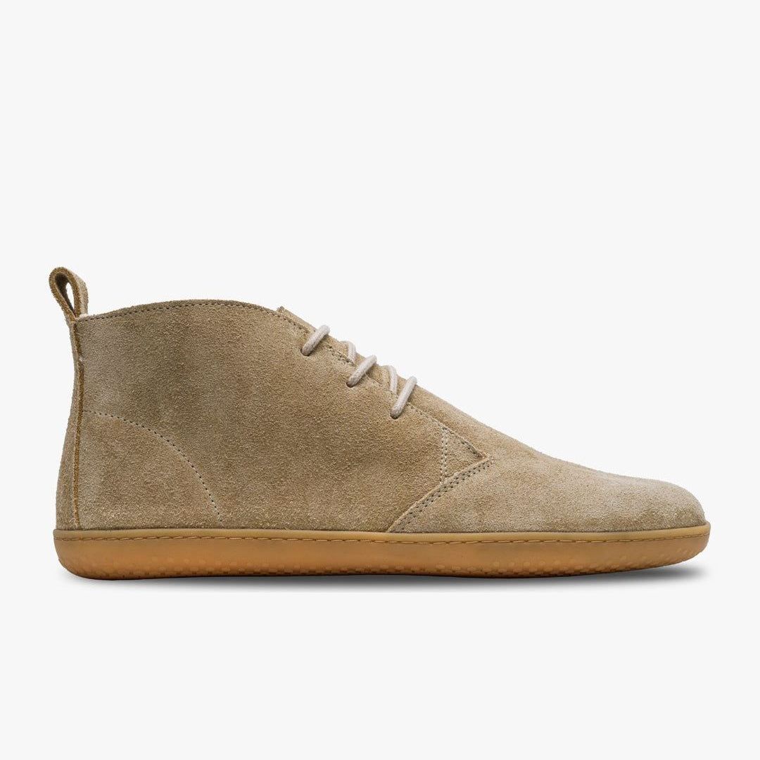 Vivobarefoot Gobi III Winter Mens barfods ørkenstøvler til mænd i farven tan suede, yderside