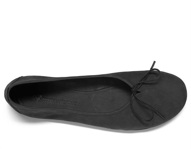 Vivobarefoot Jing Jing Lace barfods ballerinaer til kvinder i farven black leather, top