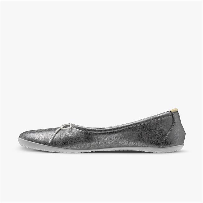 Vivobarefoot Jing Jing Lace barfods ballerinaer til kvinder i farven silver eco, inderside