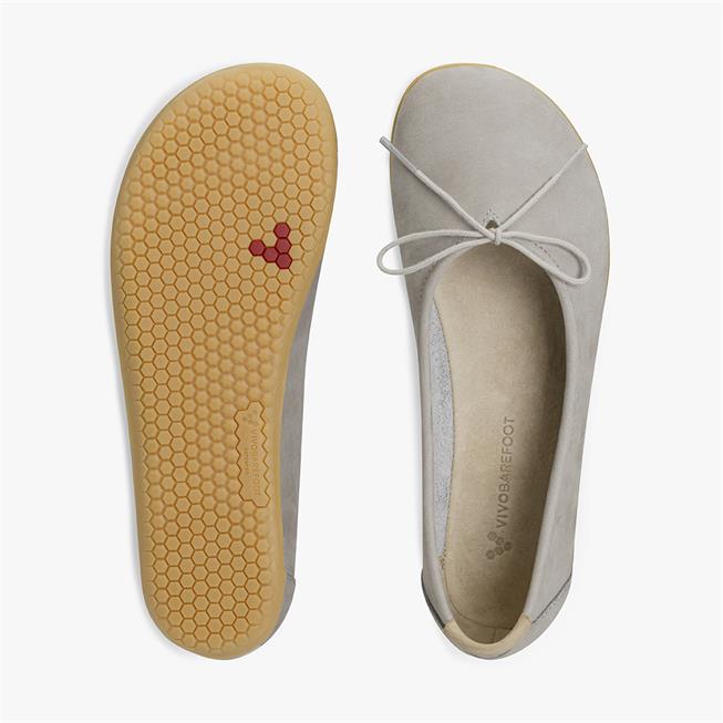 Vivobarefoot Jing Jing Lace barfods ballerinaer til kvinder i farven zinc grey, top