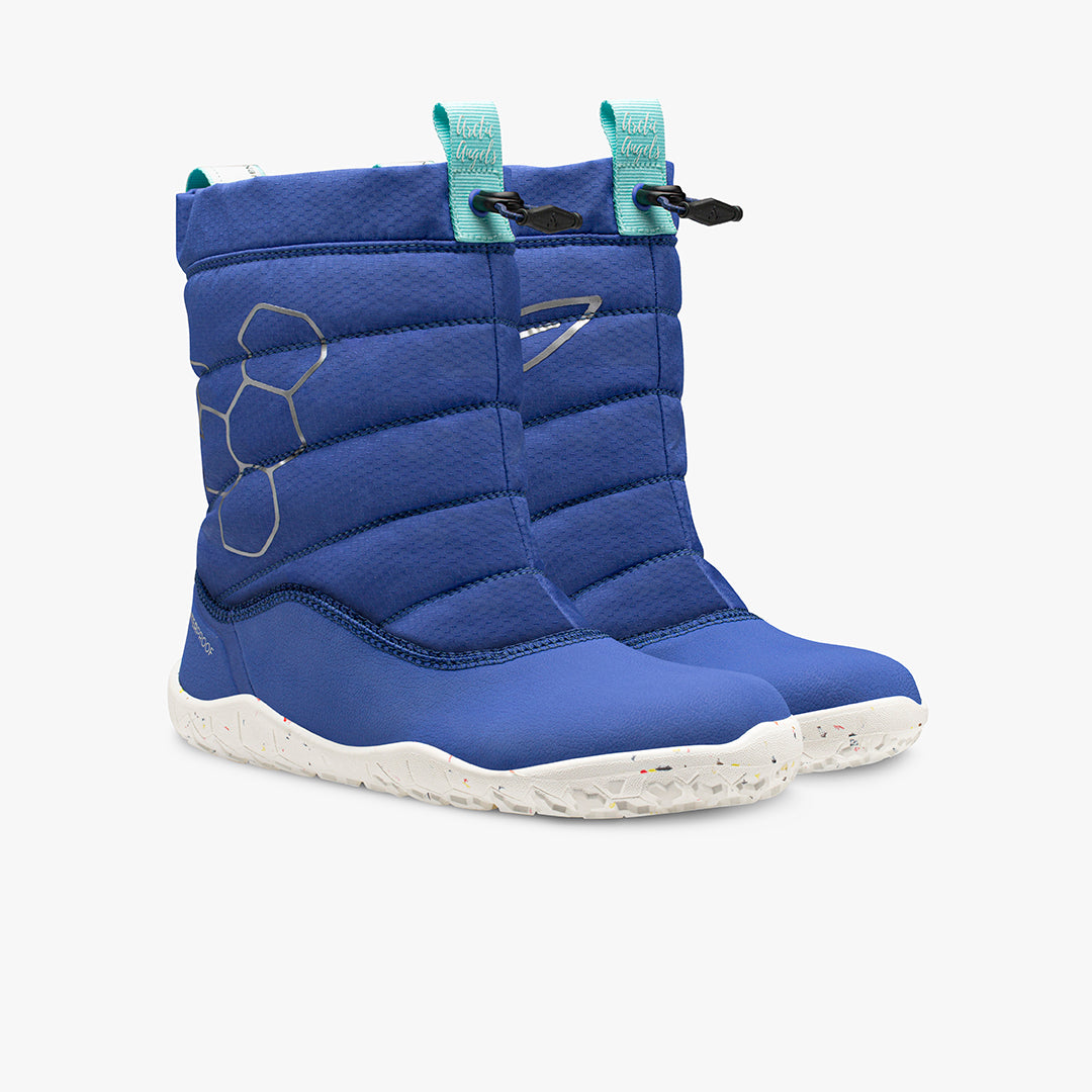 Vivobarefoot Lumi Juniors barfods vinterstøvler til børn i farven arctic angels / amparo blue, par