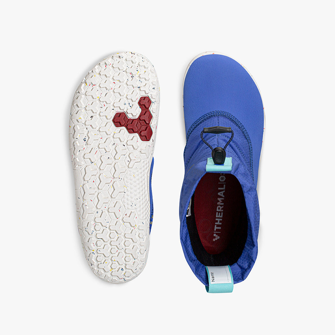 Vivobarefoot Lumi Juniors barfods vinterstøvler til børn i farven arctic angels / amparo blue, top