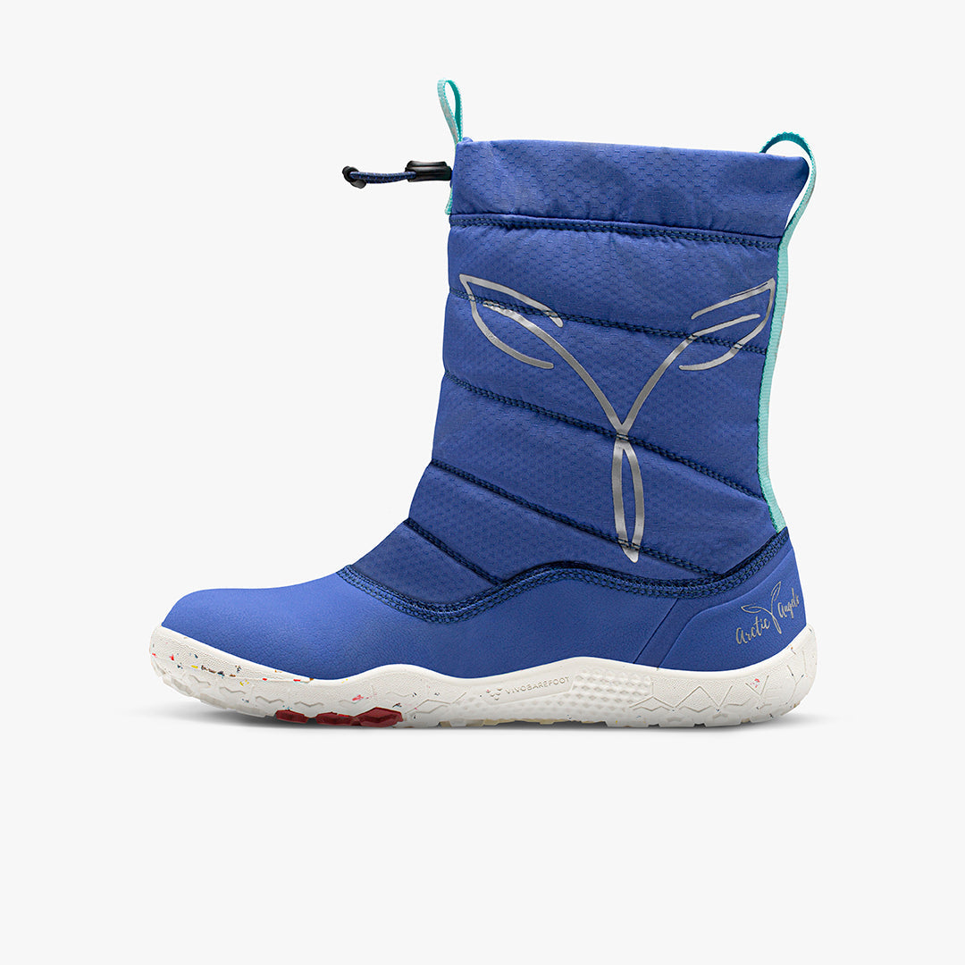 Vivobarefoot Lumi Juniors barfods vinterstøvler til børn i farven arctic angels / amparo blue, inderside