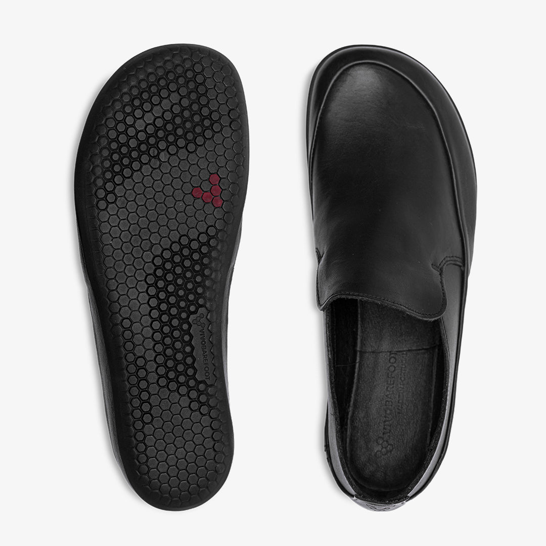 Vivobarefoot Opanka II barfods slip-on til kvinder i farven obsidian, top