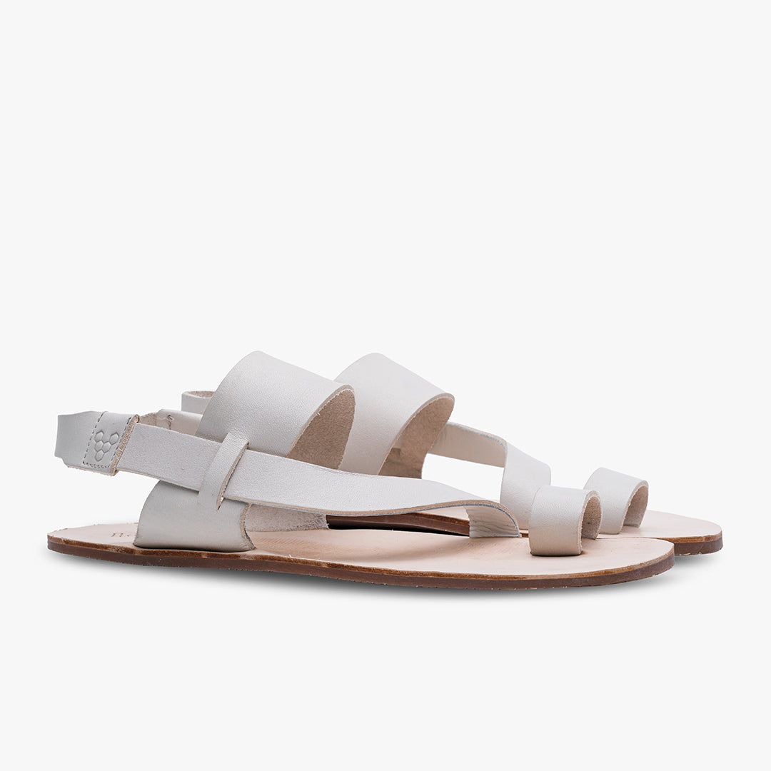 Vivobarefoot Opanka Sandal Womens barfods tåløkke krydsrem sandal til kvinder i farven off white, par