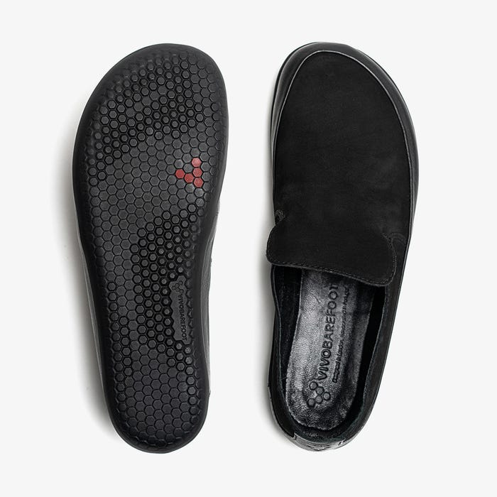 Vivobarefoot Opanka Womens barfods slip on til kvinder i farven black, top