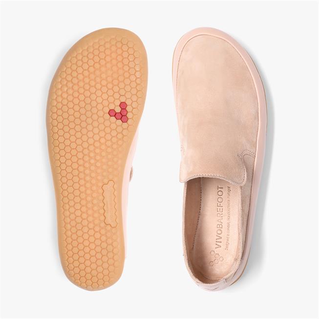 Vivobarefoot Opanka Womens barfods slip on til kvinder i farven pink/granite, top