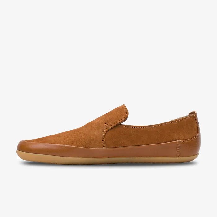 Vivobarefoot Opanka Womens barfods slip on til kvinder i farven tan suede, inderside