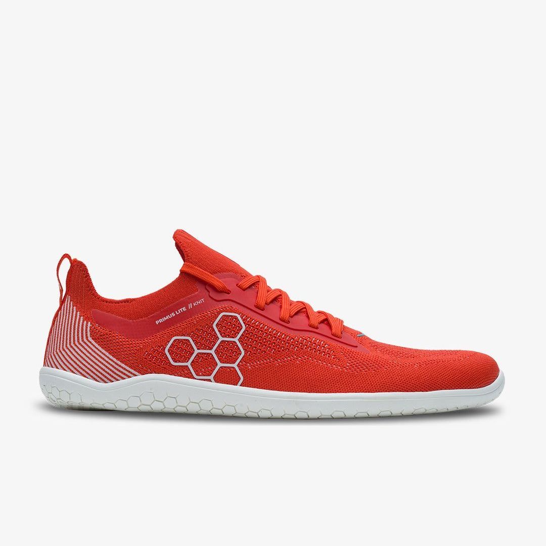 Vivobarefoot Primus Lite Knit Mens barfods træningssko til mænd i farven flame, yderside