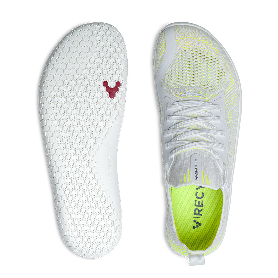 Vivobarefoot Primus Lite Knit Womens barfods træningssko til kvinder i farven safety yellow, top