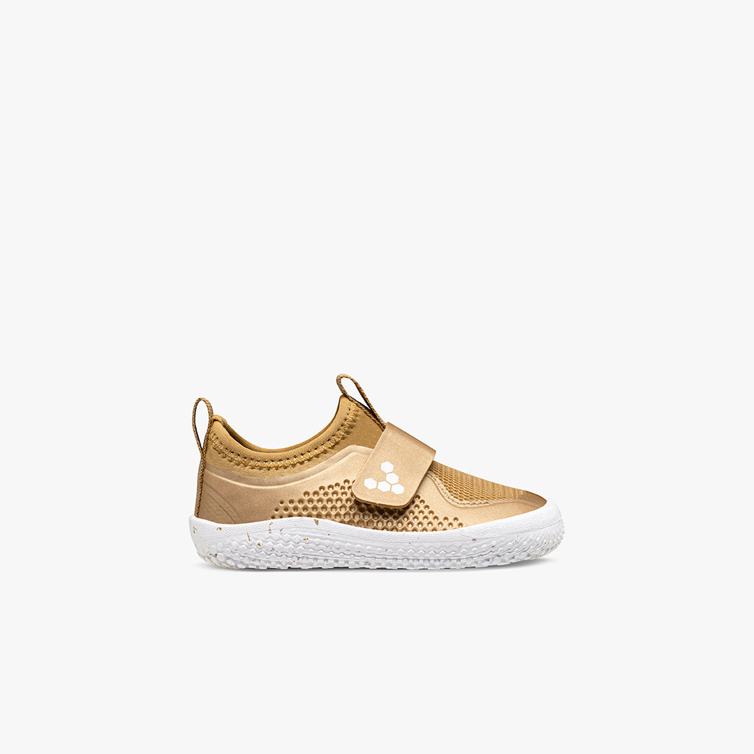 Vivobarefoot Primus Sport II Toddler barfods sneakers til tumlinge i farven gold, yderside