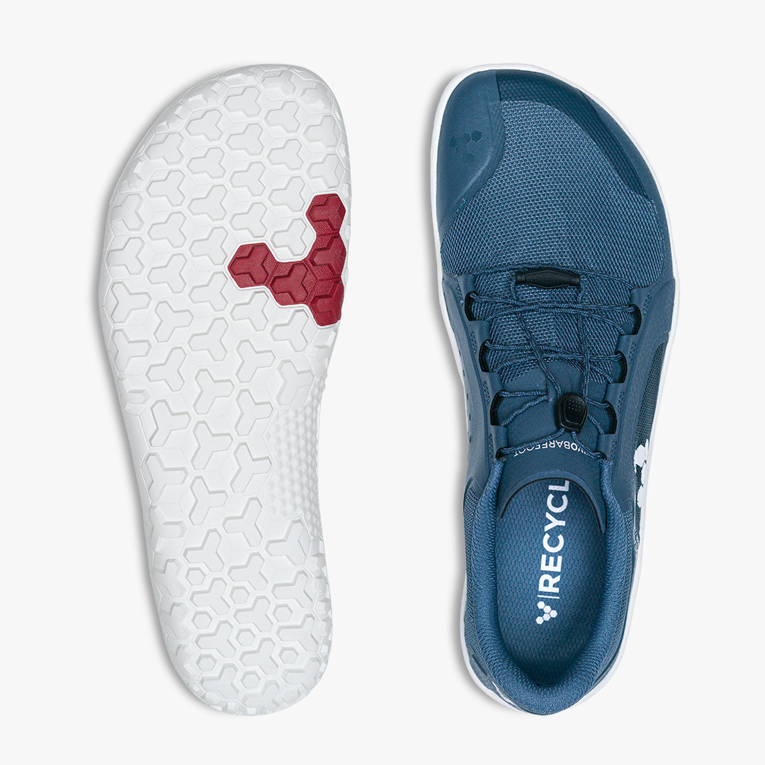 Vivobarefoot Primus Trail FG II barfods trailsko til mænd i farven deep sea blue / white, top