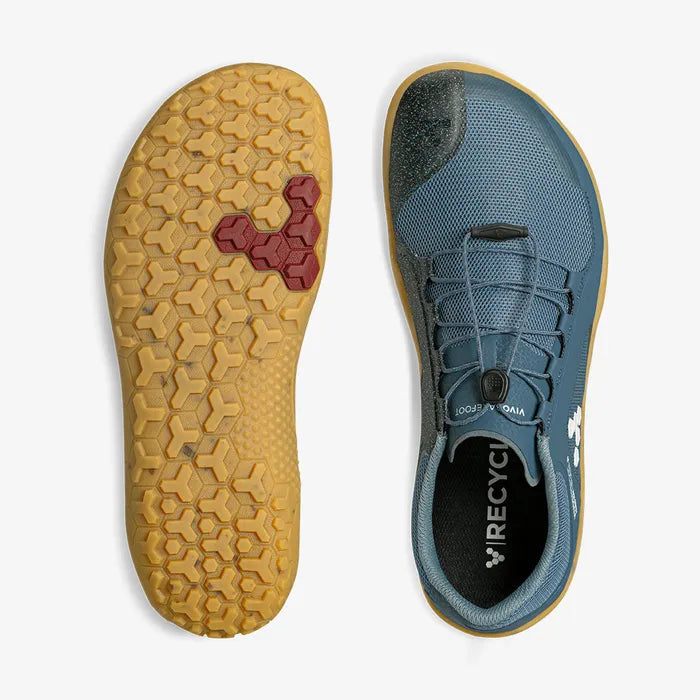 Vivobarefoot Primus Trail II FG Womens barfods trailsko til kvinder i farven deep sea blue, top