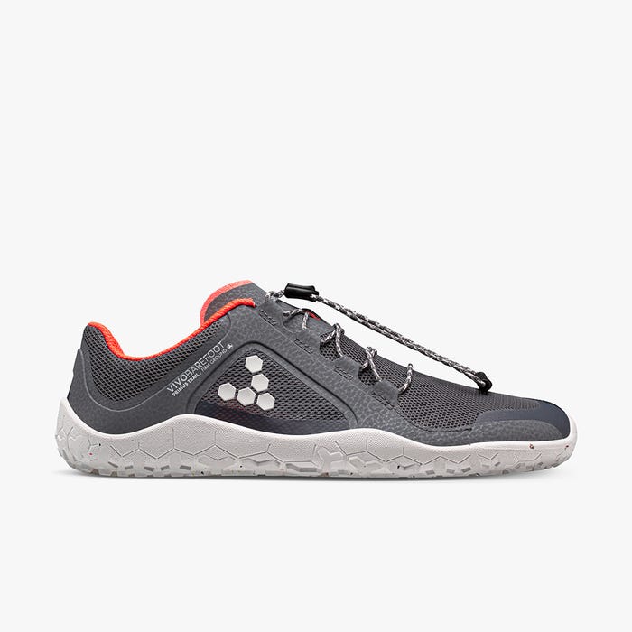 Vivobarefoot Primus Trail II FG Womens barfods trailsko til kvinder i farven graphite grey, yderside