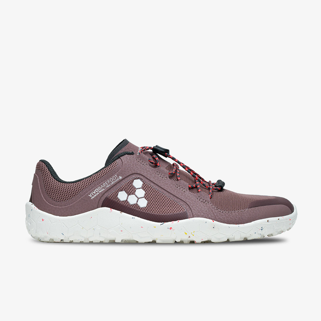 Vivobarefoot Primus Trail II FG Womens barfods trailsko til kvinder i farven twilight mauve, yderside