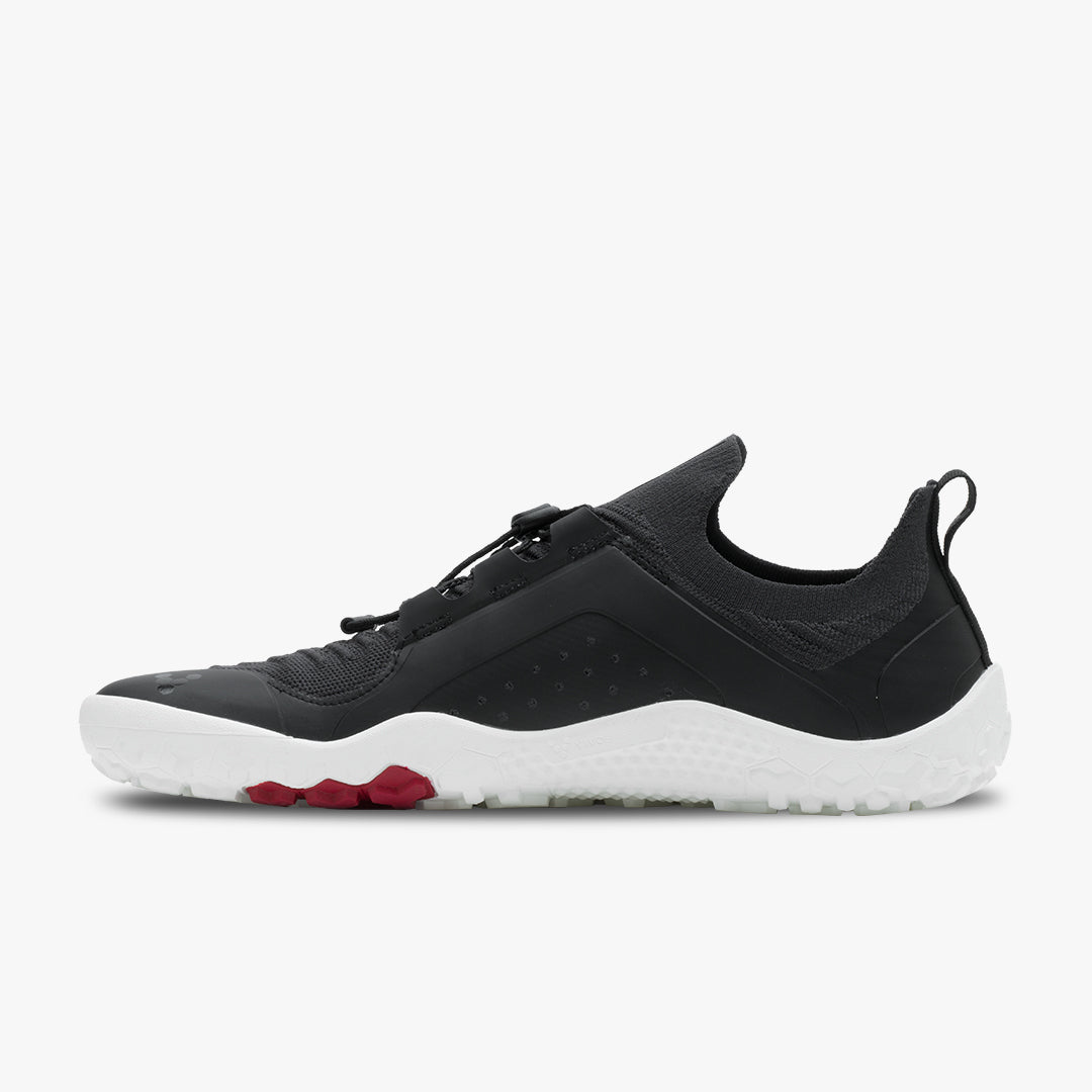 Vivobarefoot Primus Trail Knit FG Womens barfods trailsko til kvinder i farven obsidian / white, inderside