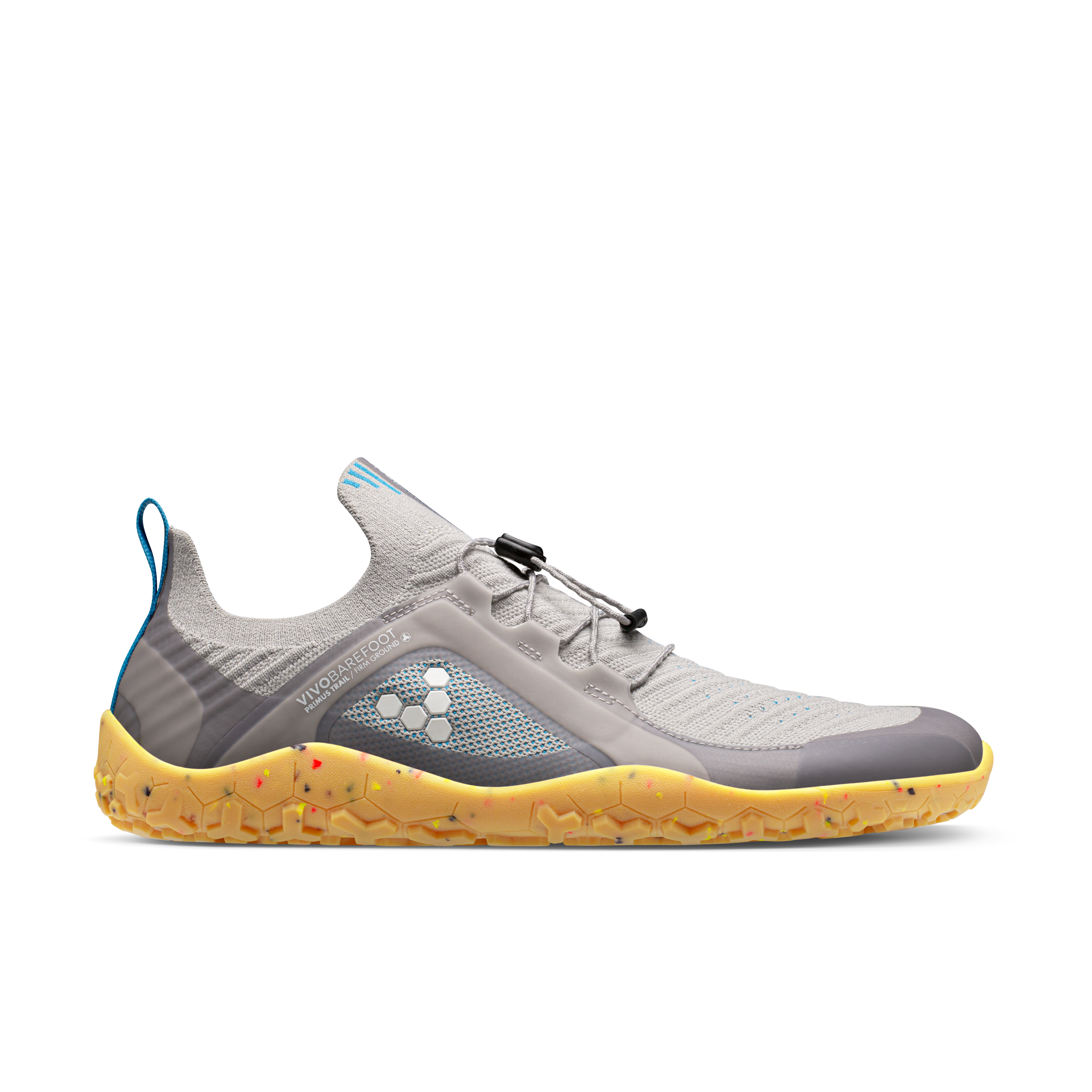 Vivobarefoot Primus Trail Knit FG Womens barfods trailsko til kvinder i farven zinc, yderside