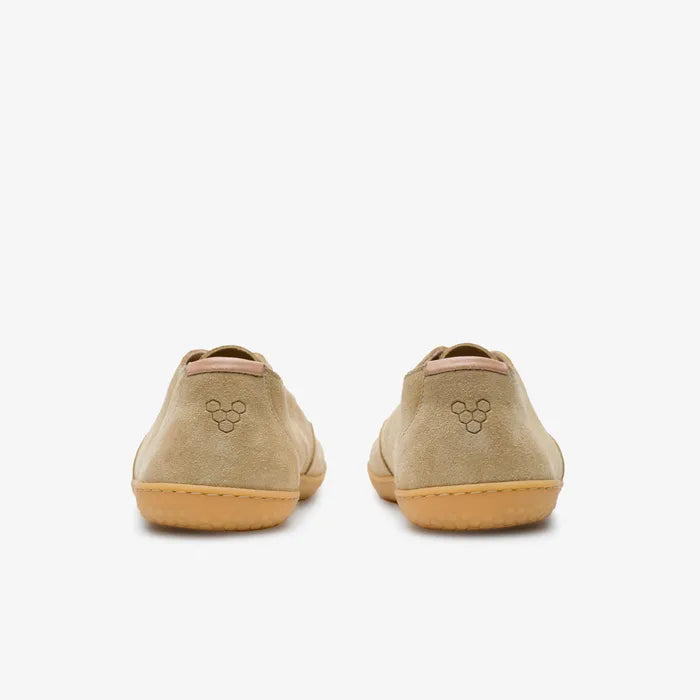 Vivobarefoot Ra III Womens barfods oxford sko til kvinder i farven honey suede, bagfra