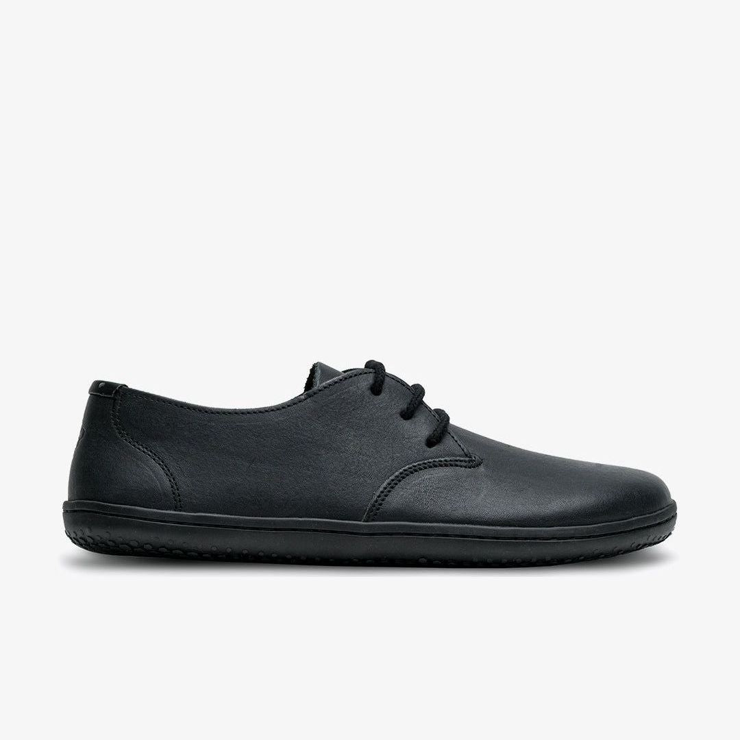 Vivobarefoot Ra III Womens barfods oxford sko til kvinder i farven obsidian, yderside