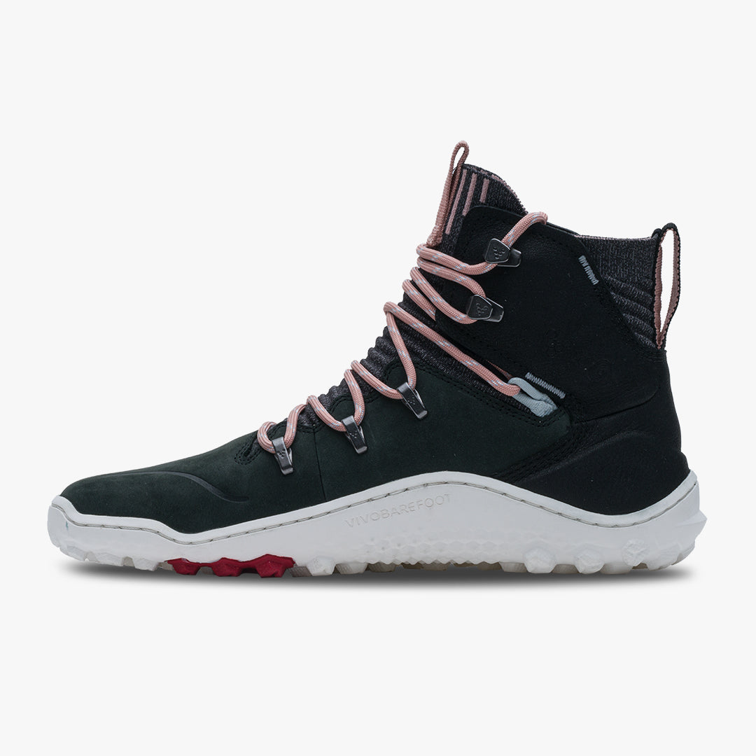 Vivobarefoot Tracker Decon FG2 Womens barfods støvler til kvinder i farven obsidian / misty rose, inderside