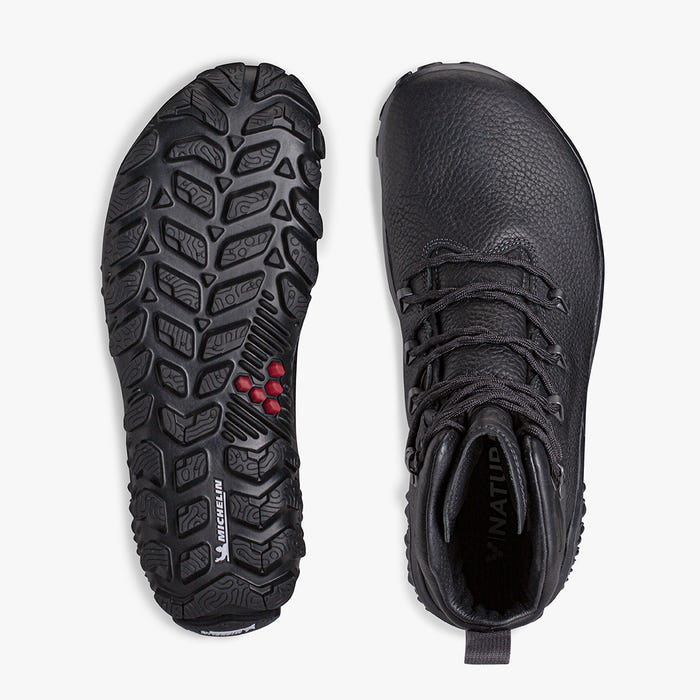 Vivobarefoot Tracker Forest ESC Mens barfods outdoor støvler til mænd i farven obsidian, top