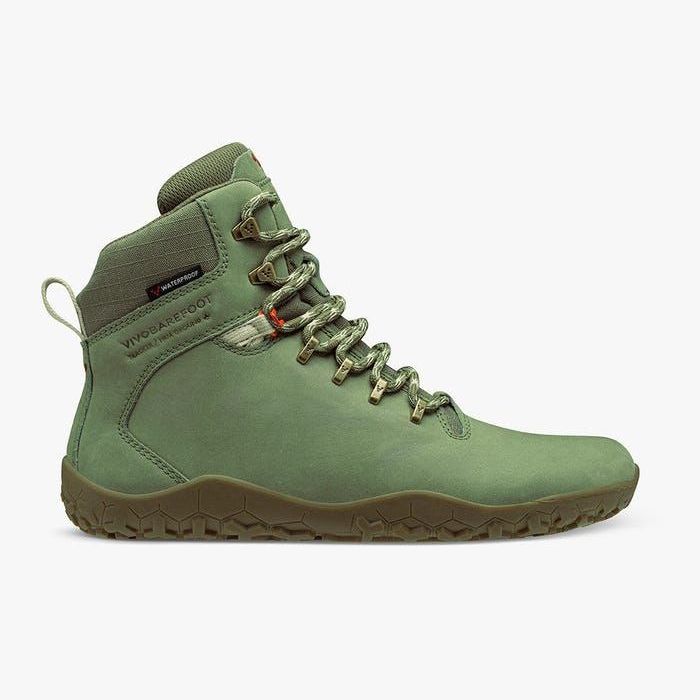 Vivobarefoot Tracker II FG Mens barfods støvler til mænd i farven botanical green, yderside